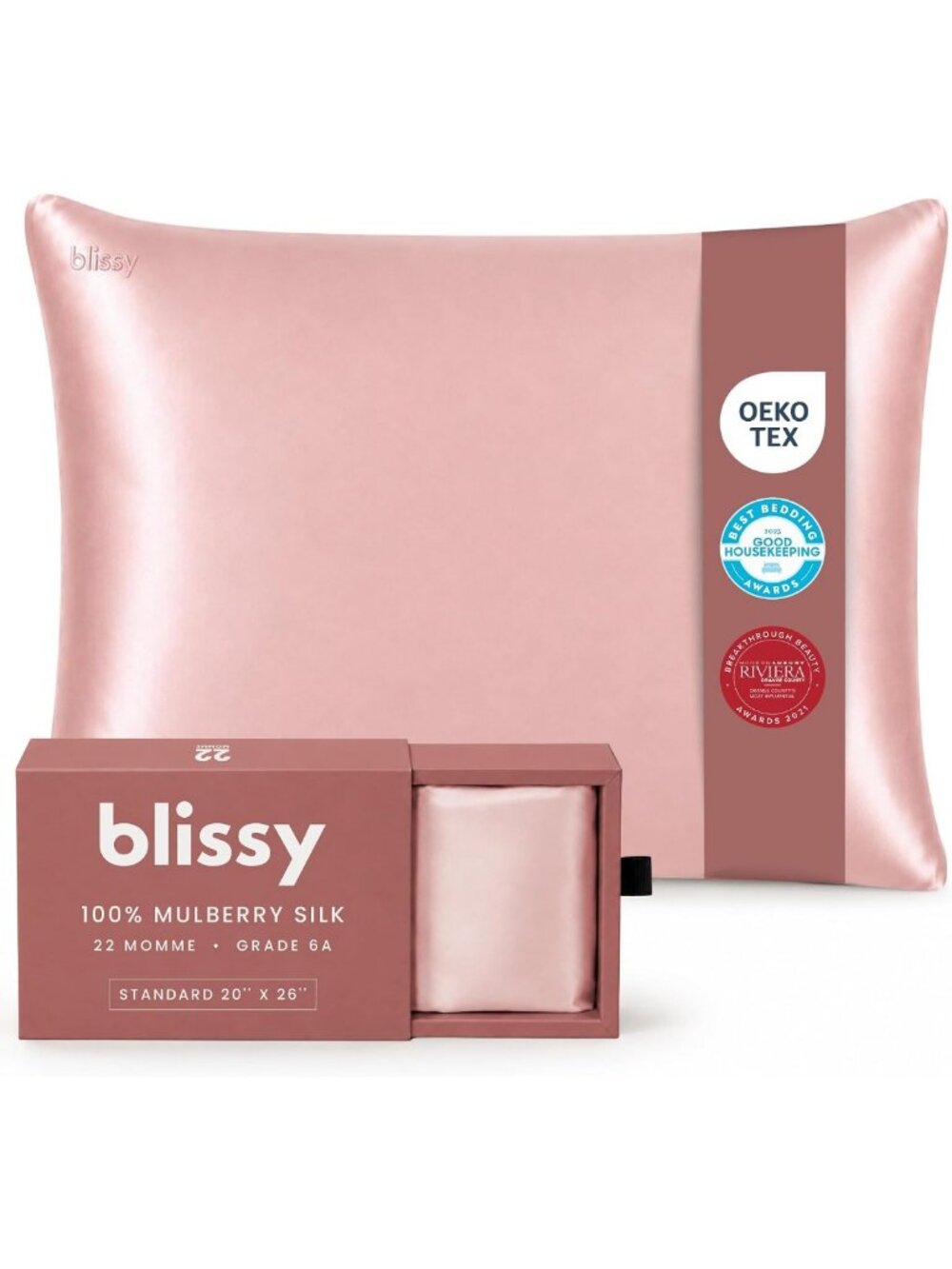 Luxurious 100% Mulberry Silk Pillowcase - 22 Momme for Hair & Skin Care - Pink